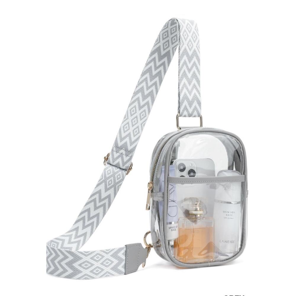 Clear Sling Bag W/ Guitar Strap - Gray